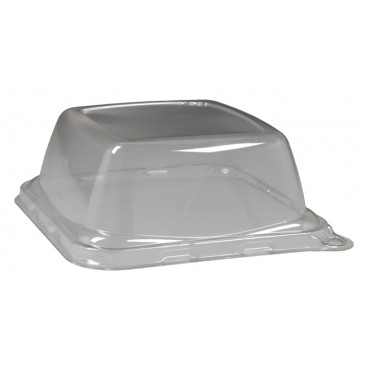 B01 CSSNACK130X130C Capace transparente din PET, patrate, DOME, fara gaura, 130 x 130 mm