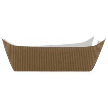 0950 Barcute din carton rippled, kraft natur + alb,   400cc, 170 x 125 x 40 mm