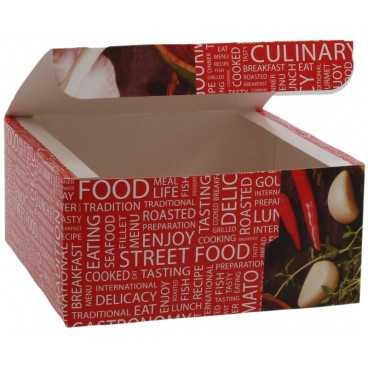 Meniuri din carton cu clapeta, 130 x 130 x 62 mm, street food