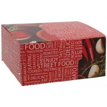 Meniuri din carton cu clapeta, 130 x 130 x 62 mm, street food