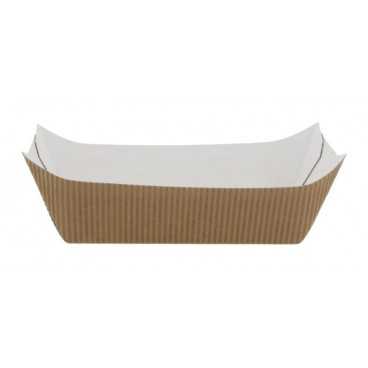 0950 Barcute din carton rippled, kraft natur + alb,   300cc, 135 x 125 x 40 mm