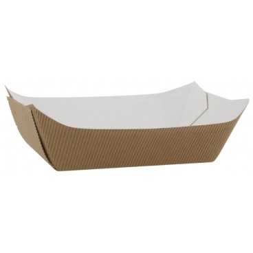 0950 Barcute din carton rippled, kraft natur + alb,   800cc, 190 x 155 x 52 mm