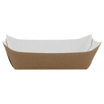 0950 Barcute din carton rippled, kraft natur + alb,   800cc, 190 x 155 x 52 mm