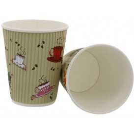 0200-CRTP3 Pahare din carton cu perete triplu tip linii, teacup, D90mm, 12oz