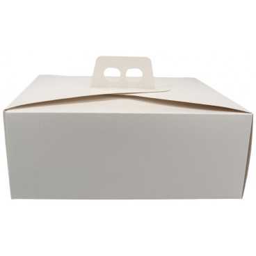 3600CMD Cutie din carton cu maner pentru tort, 310 x 310 x 120 mm, piele alba