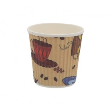 0200-CRTP3 Pahare din carton cu perete triplu tip linii, teacup, D62mm,   4oz