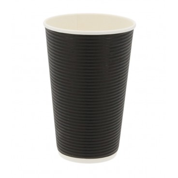 #COF-0200-CRTP3 Pahare din carton cu perete triplu linii, negru, M 16 - 16 oz,  D90mm