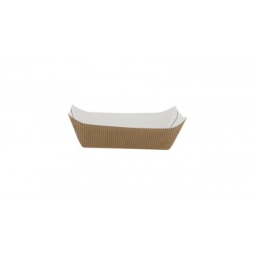 0950 Barcute din carton rippled, kraft natur + alb,   300cc, 135 x 125 x 40 mm