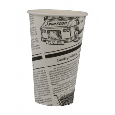 #COF-0200-CRT-P1 Pahare din carton cu perete simplu, ziar, D90, 16oz