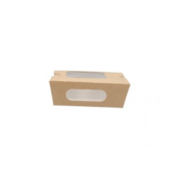 #CTR-CRTKNA-1400 Caserole din carton cu fereastra, 170 x 120 x 50 mm, kraft natur + alb